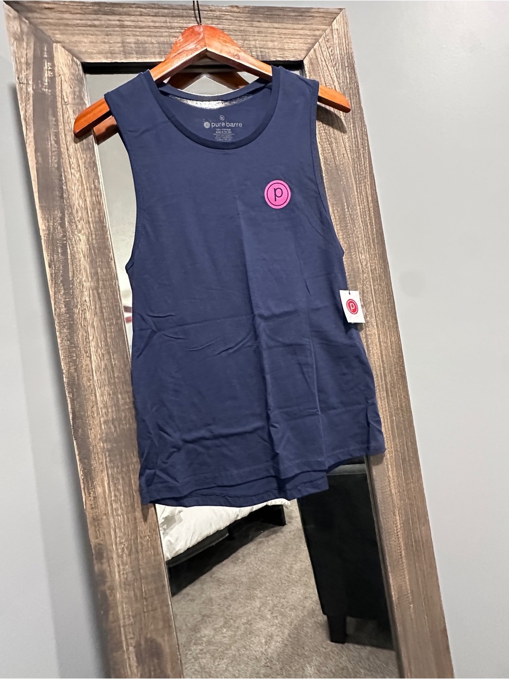 Pure Barre Navy Tank with Pink Emblem